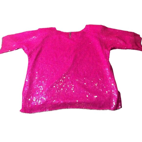 Vintage 80's Exotica Women's S Sequined Cocktail Formal Evening Disco Silk Top - Picture 2 of 10